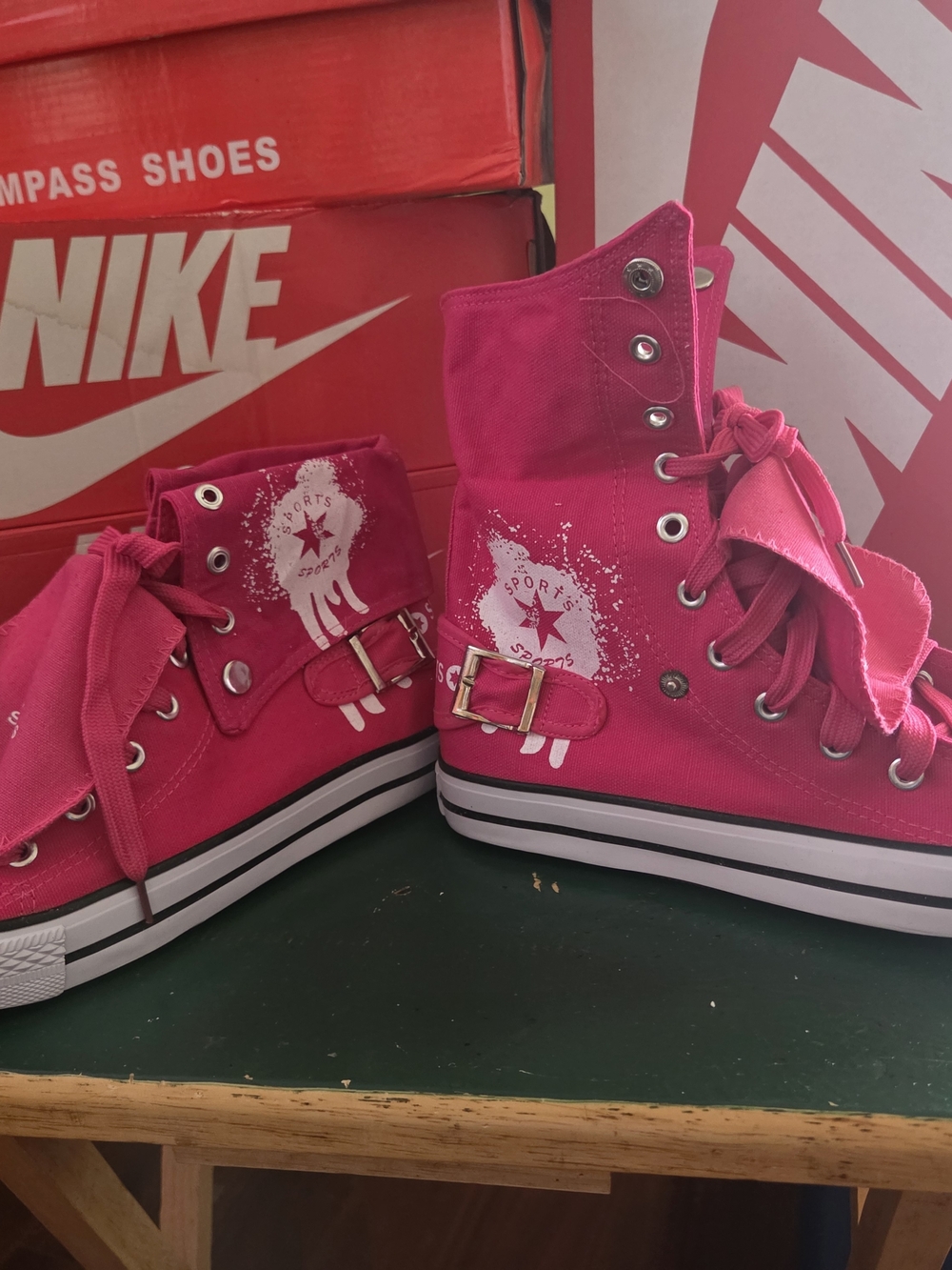 Women’s High-Top Canvas Sneakers in Hot Pink